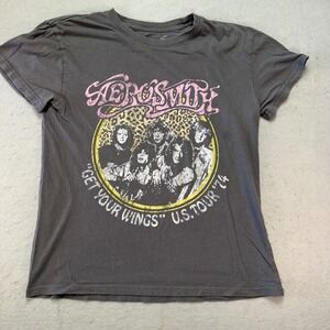 Aerosmith Get Your Wings U.S. Tour '74 Gray Band T-Shirt – Size M – Vintage Rock